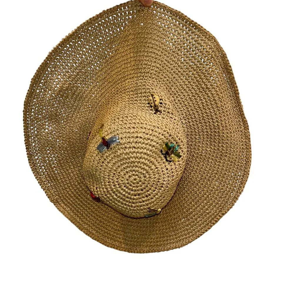 Bee in your Bonnet FABULOUS embroidered insects bugs straw hat